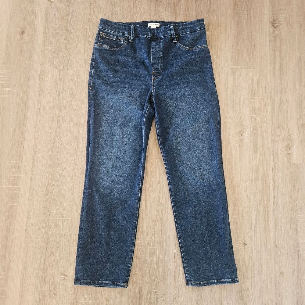 Good American Jeans Women Sz XL Power Stretch Pull On Straight Indigo 491